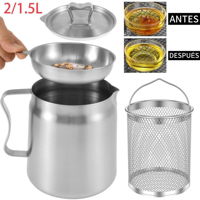 OLLA DE ACERO INOXIDABLE CON FILTRO DE MALLA FINA, CESTA PARA FREÍR Y RECIPIENTE
