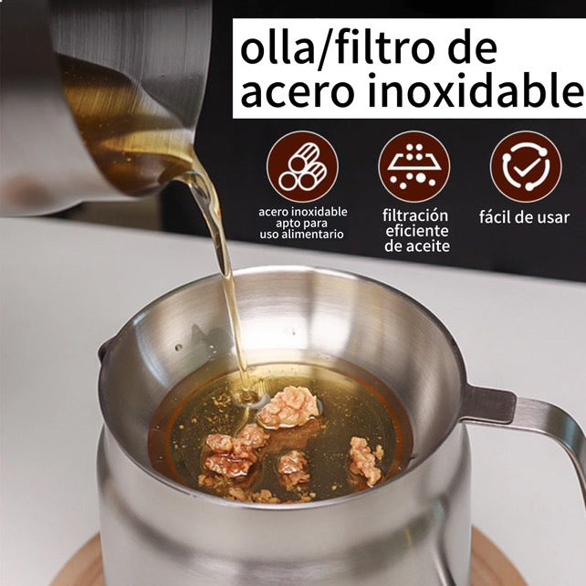 OLLA DE ACERO INOXIDABLE CON FILTRO DE MALLA FINA, CESTA PARA FREÍR Y RECIPIENTE