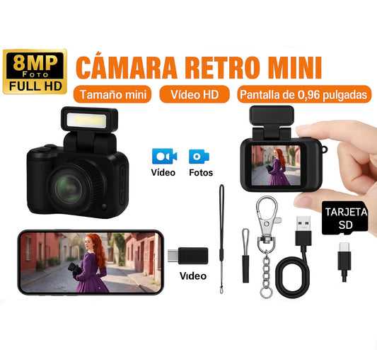 MINI CÁMARA LLAVERO PORTÁTIL HD 1080P CON PANTALLA