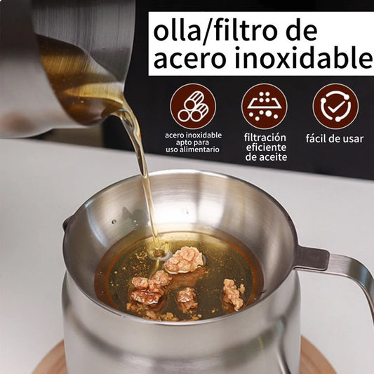 OLLA DE ACERO INOXIDABLE CON FILTRO DE MALLA FINA, CESTA PARA FREÍR Y RECIPIENTE